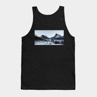 Wintertime - Panorama of Magic Innerdalen Valley on Cold Sunny Winter Day Tank Top